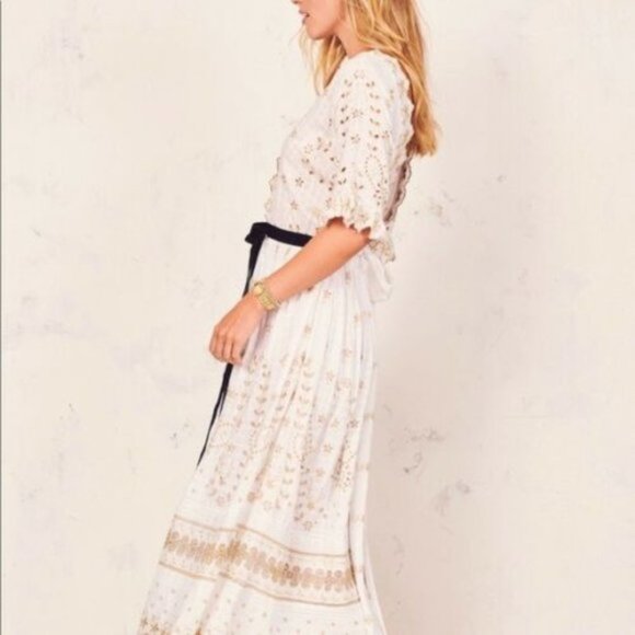 LOVESHACKFANCY Augusta velvet-trim metallic Dress - Picture 2 of 6